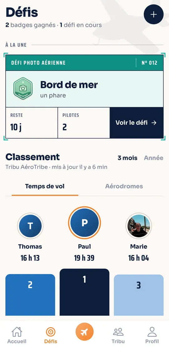 L'onglet Défis : le défi photo du mois et le classement